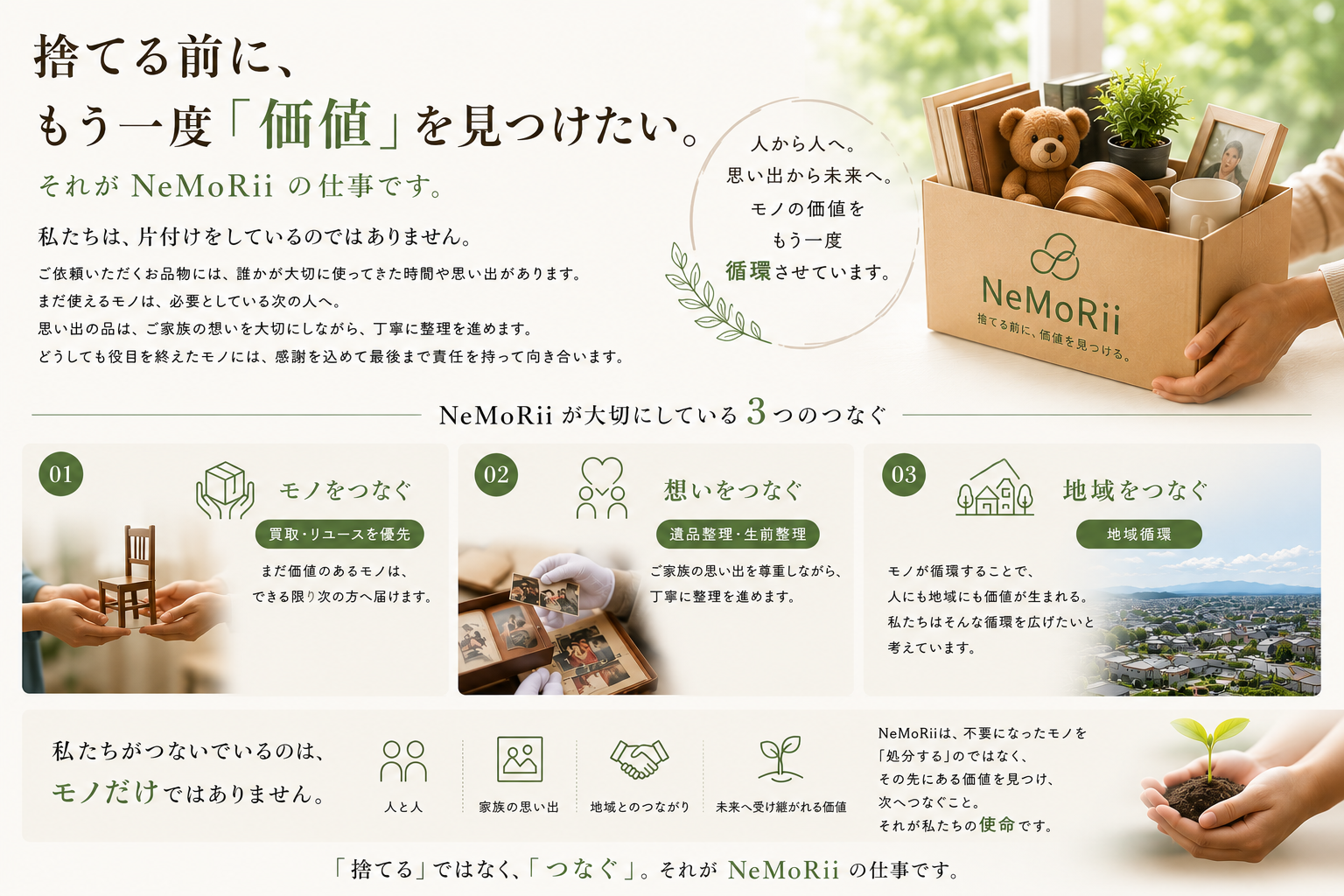 捨てる前にもう一度価値を見つけ、モノ・想い・地域を次へつなぐNeMoRiiの仕事
